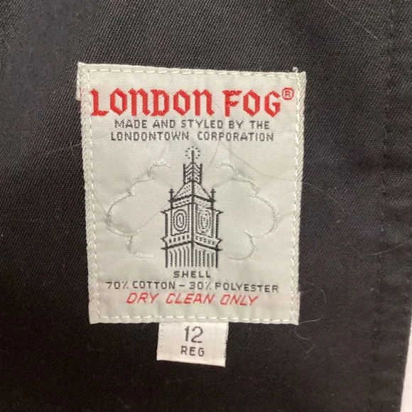 London Fog Women's Black Double Breasted Trench Coat Size 12 Reg - Picture 8 of 11